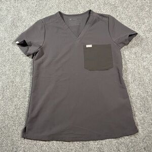 FIGS Gray V-Neck Scrub Top